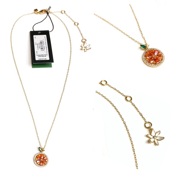 NWT Kate Spade ♠️ SWEET CITRUS ORANGE 12K Gold Plated Brass CZ Stones Ring - Picture 8 of 8